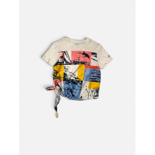 Fila Γυναικείο Graphic T-Shirt με Δέσιμο Εκρού